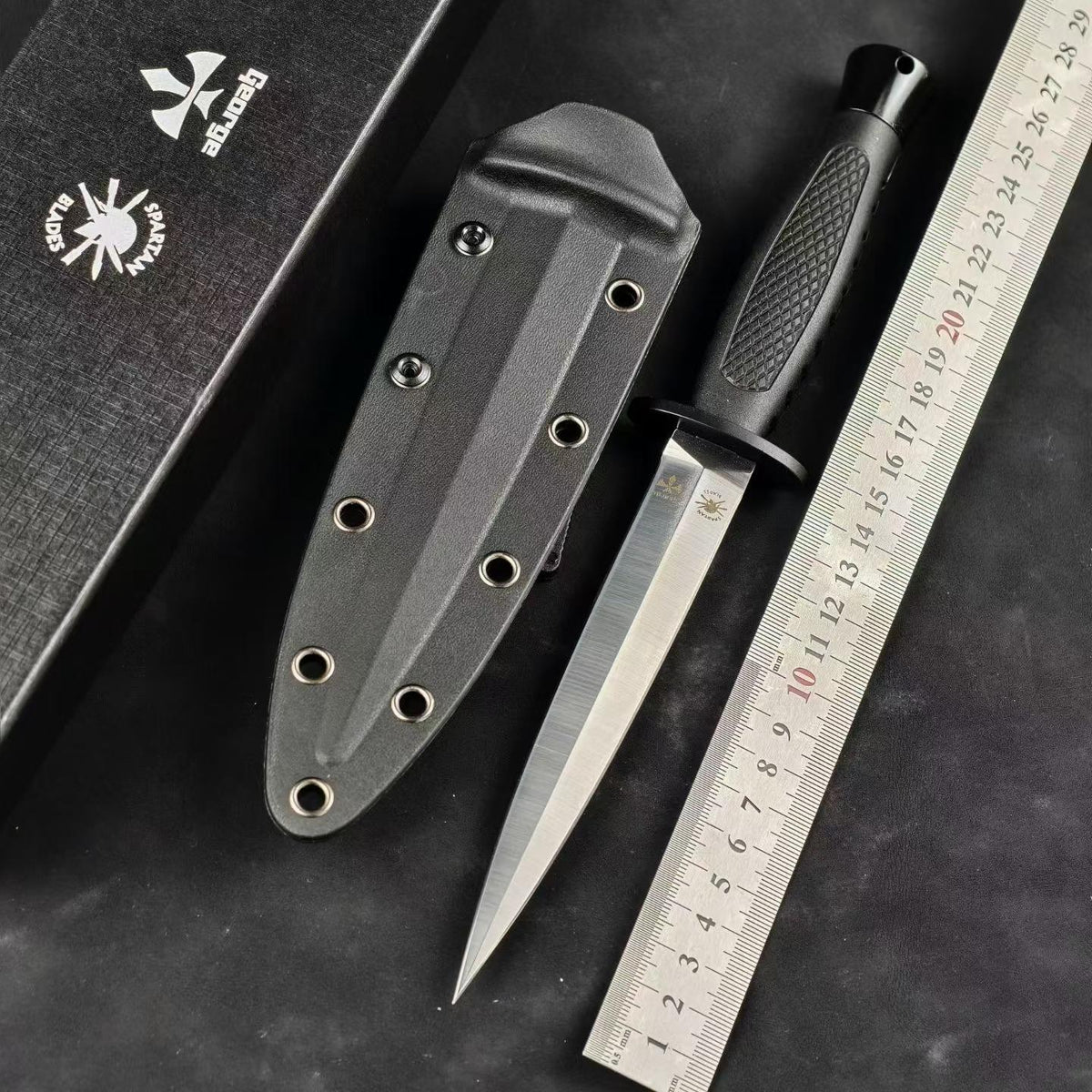 Spartan × Les George Collaboration Double-Edged Tactical Fixed Blade Knife