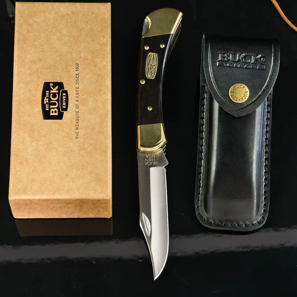 BUCK 110 50th Anniversary Commemorative Edition – Ebony Wood Handle Folding Knife