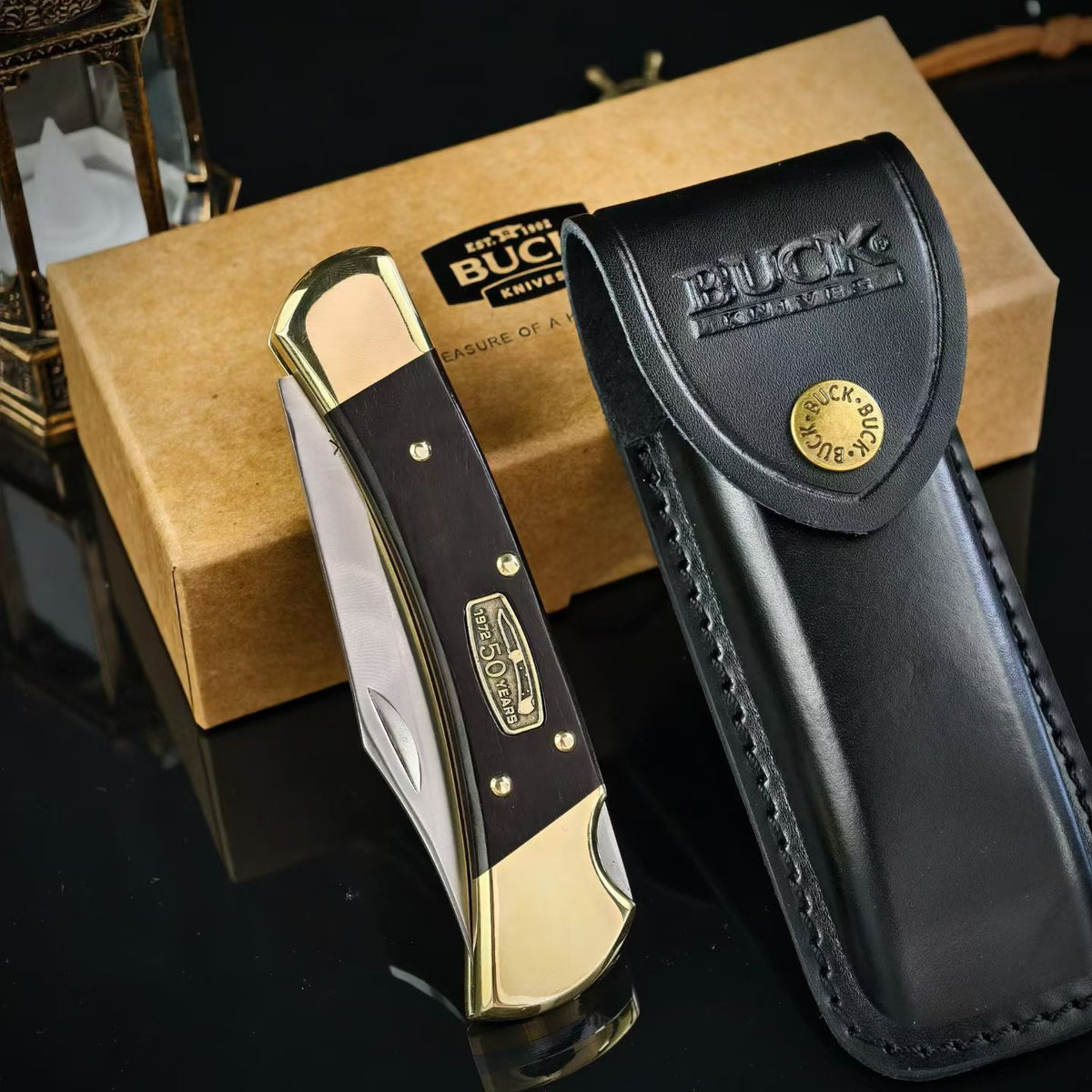 BUCK 110 50th Anniversary Commemorative Edition – Ebony Wood Handle Folding Knife