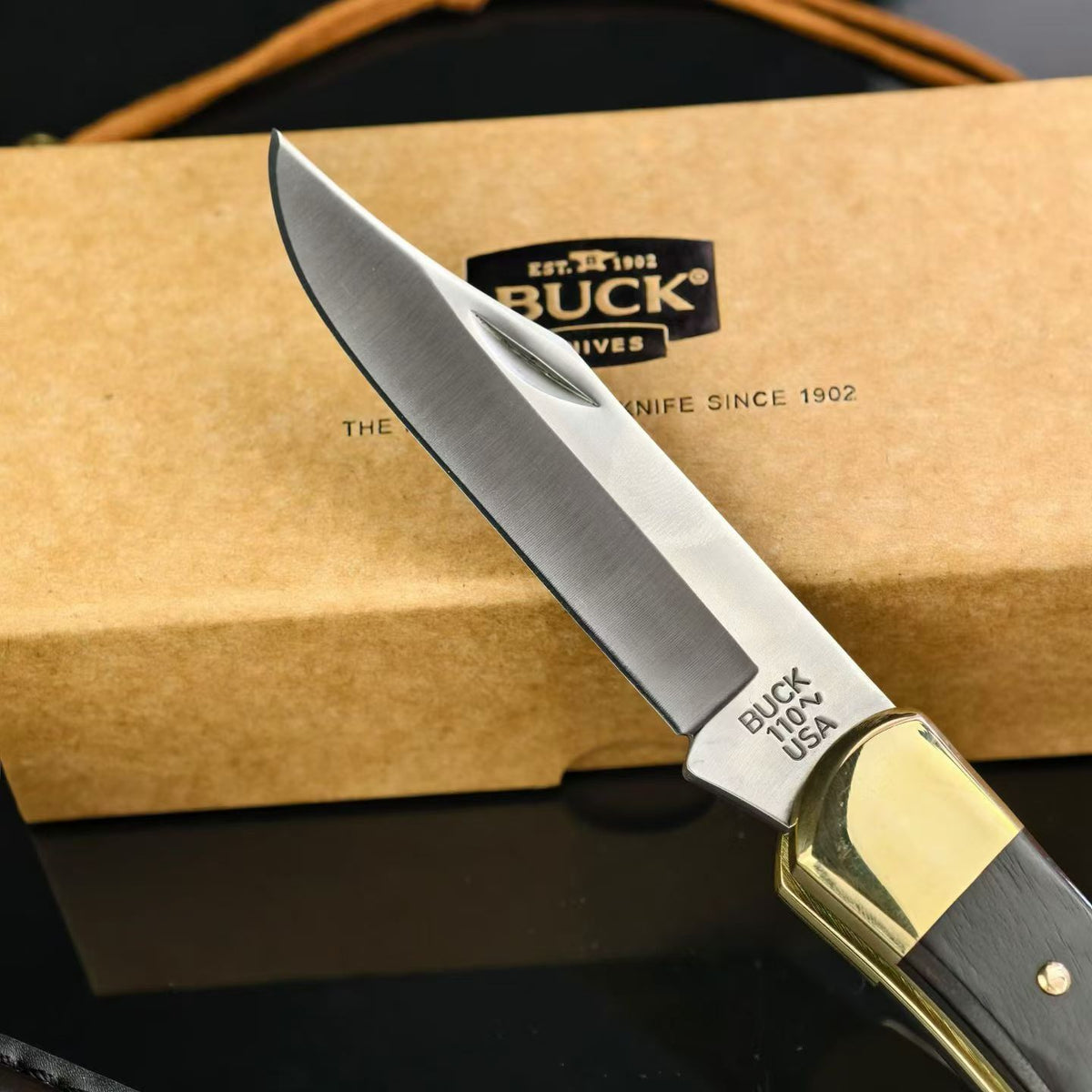BUCK 110 50th Anniversary Commemorative Edition – Ebony Wood Handle Folding Knife