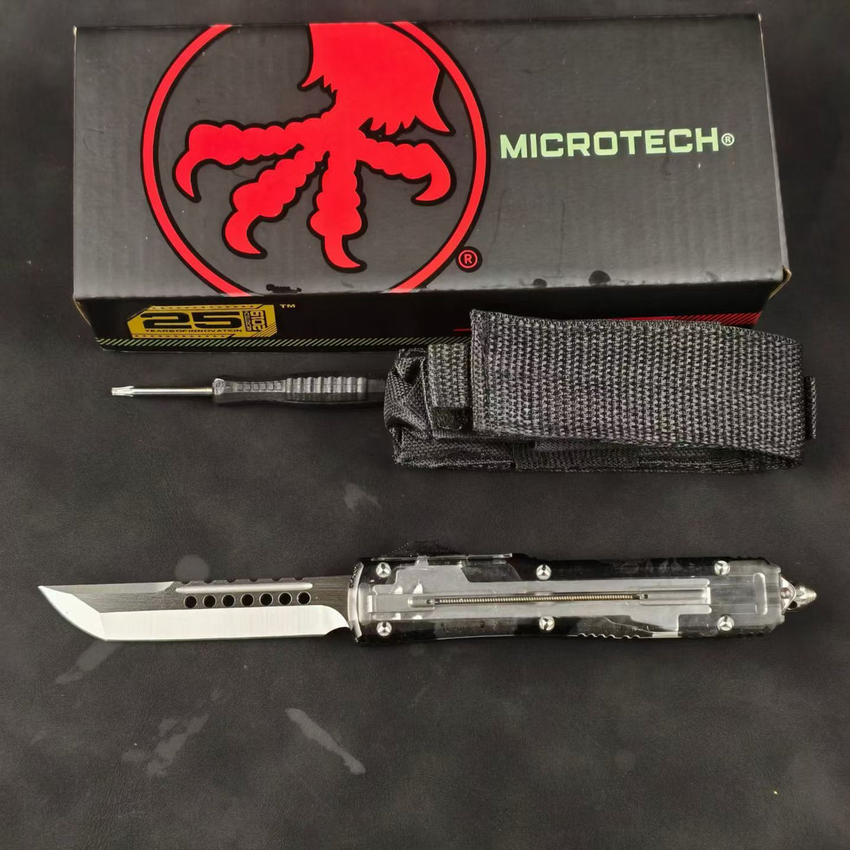 Microtech Ultratech UT85 – OTF Automatic Knife with Translucent White Handle