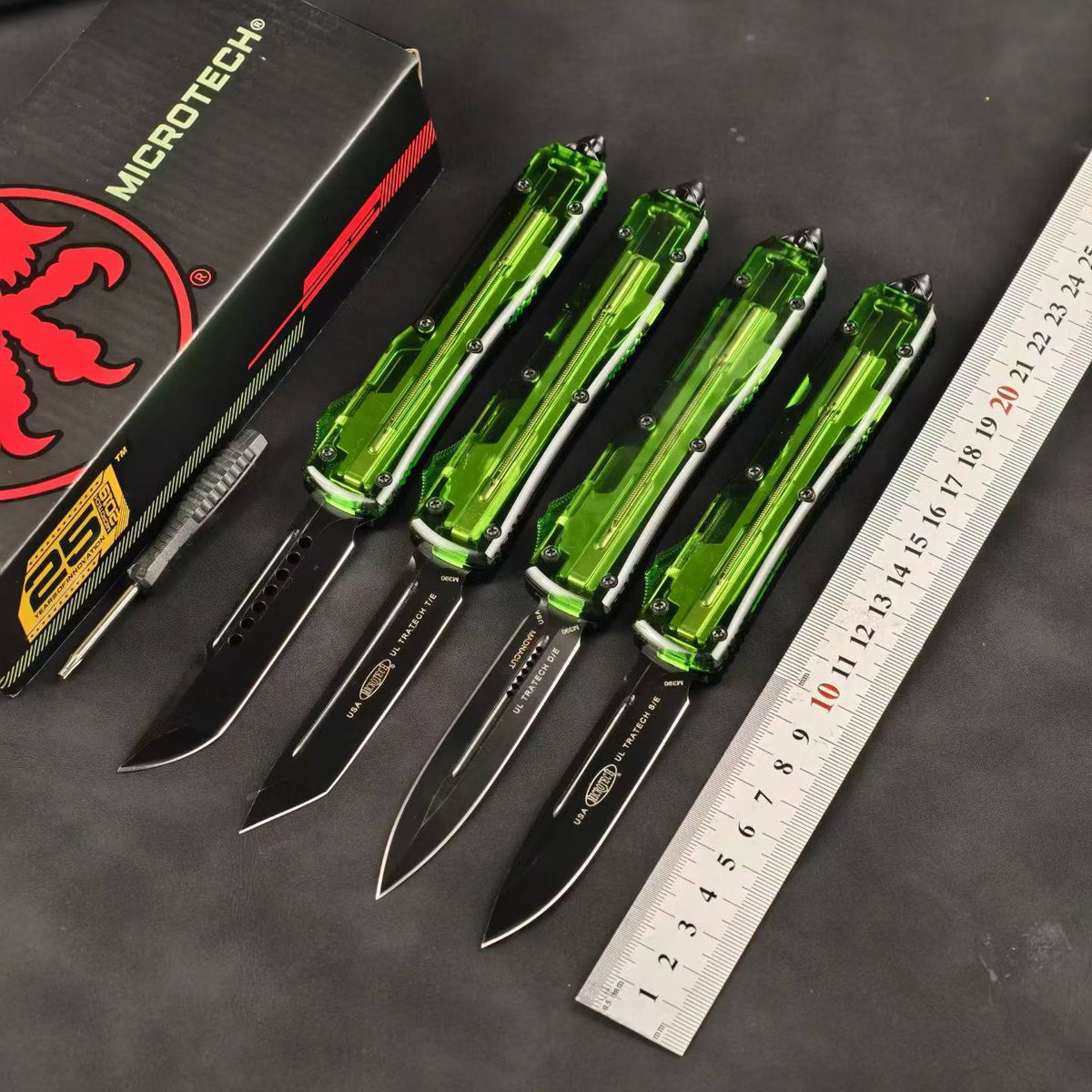 Microtech UTX-85-Style OTF Automatic Knife – Translucent Green Handle (Replica)
