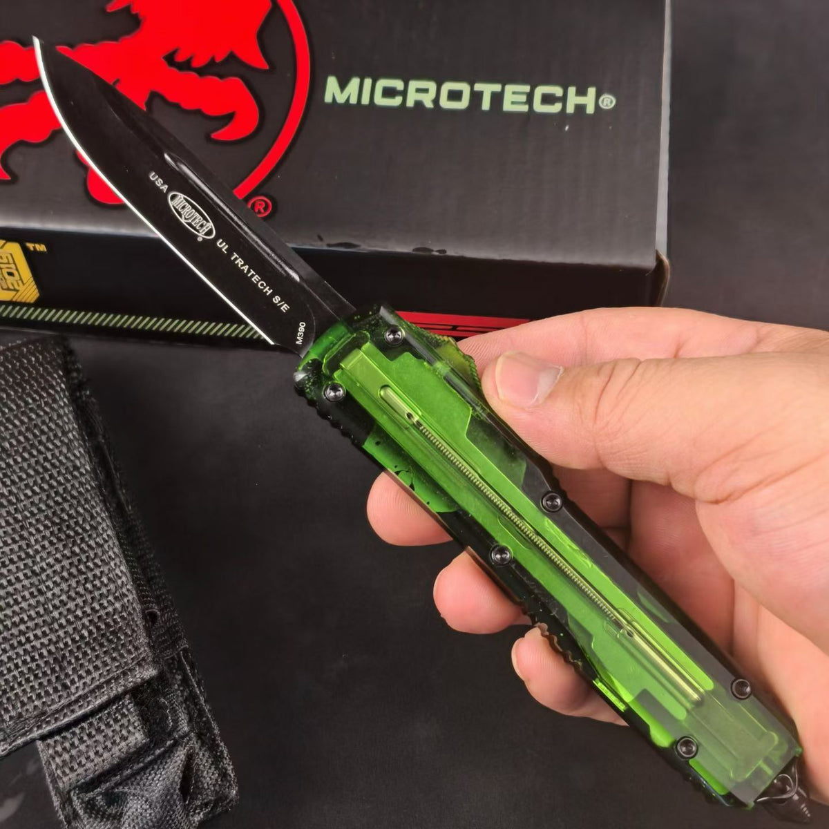 Microtech UTX-85-Style OTF Automatic Knife – Translucent Green Handle (Replica)