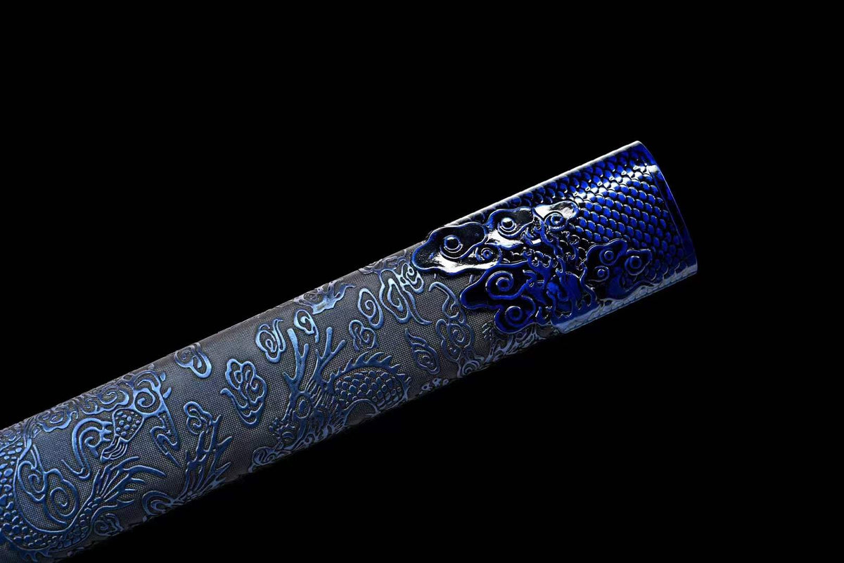 Handmade Blue Flame High Manganese Steel Chinese Sword