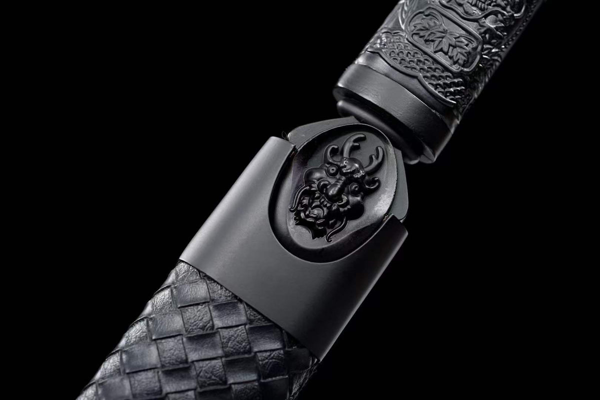 Handmade Dragon Slayer Manganese Steel Chinese Sword With Black Blade