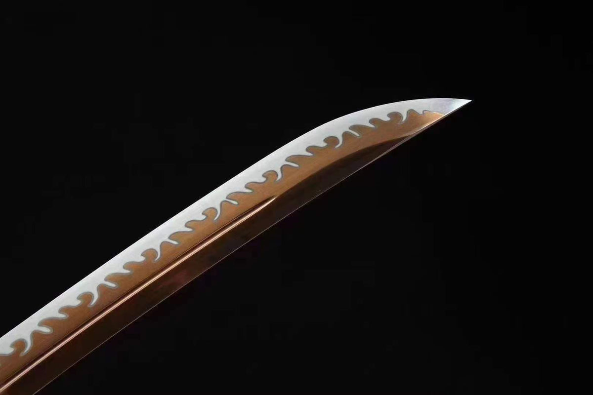 Handmade Japanese Wakizashi Viper Short Sword Baked Gold Blades