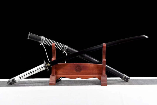 Handmade Undead Cut Katana Sword, Sekiro: Shadows Die Twice Japanese Samurai Sword, Black Manganese Steel Blades, Full Tang