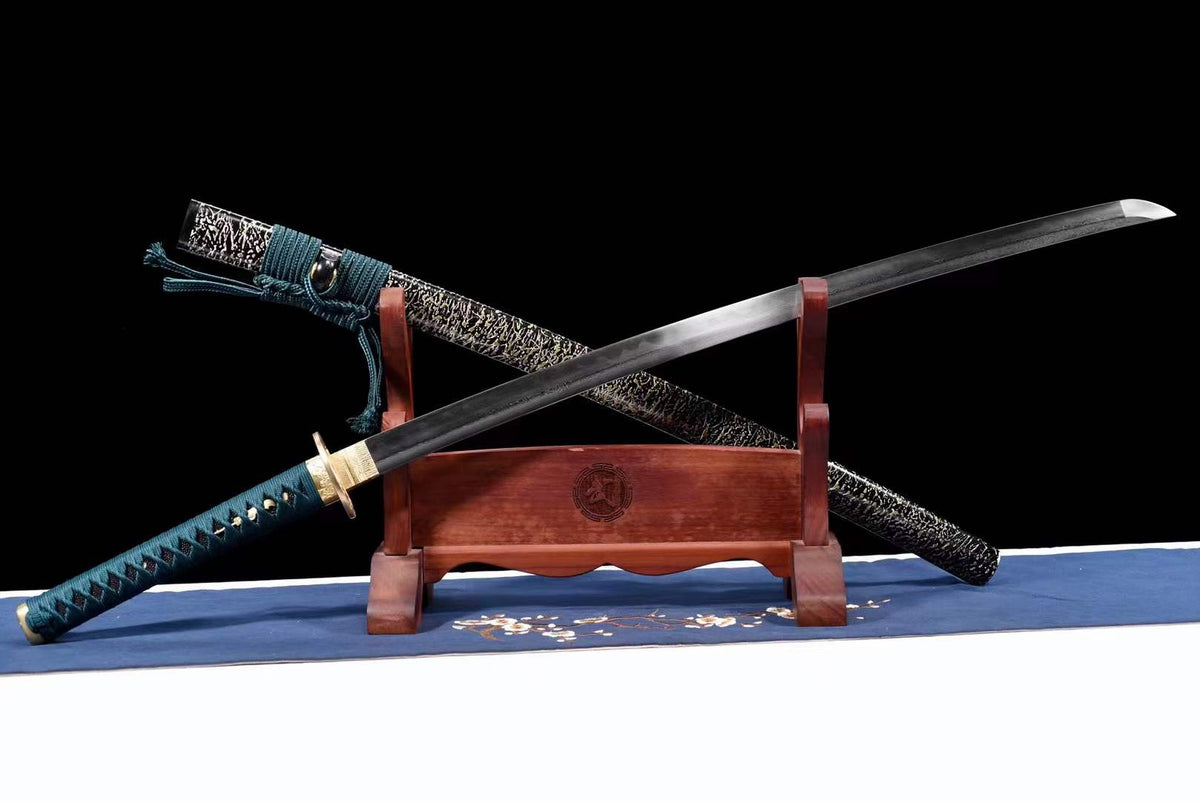 Hand Forged Japanese Samurai Katana Dark Pattern Steel