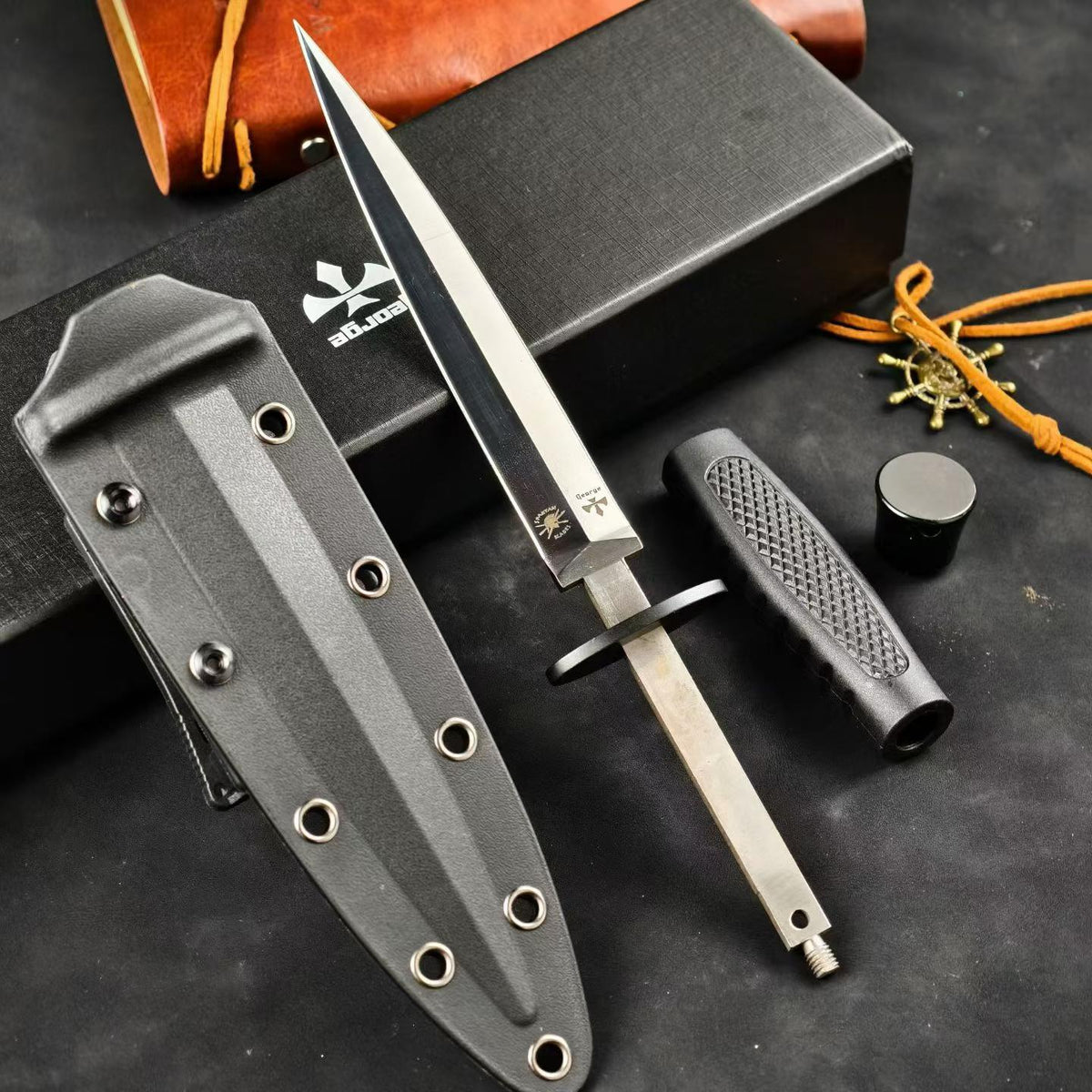 Spartan × Les George Collaboration Double-Edged Tactical Fixed Blade Knife
