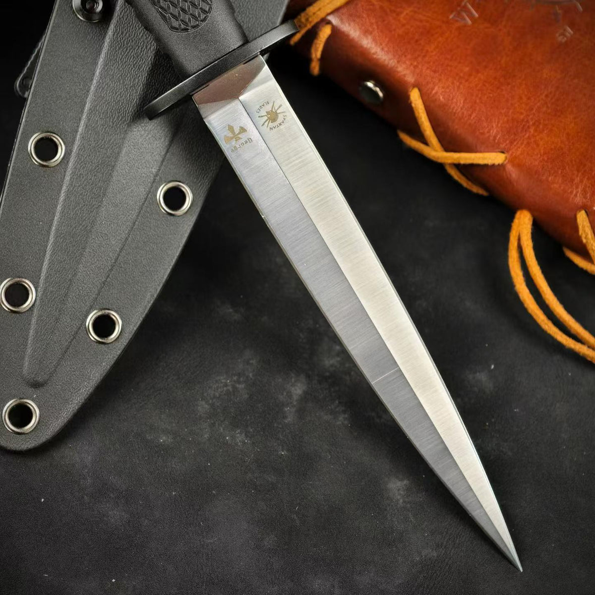 Spartan × Les George Collaboration Double-Edged Tactical Fixed Blade Knife
