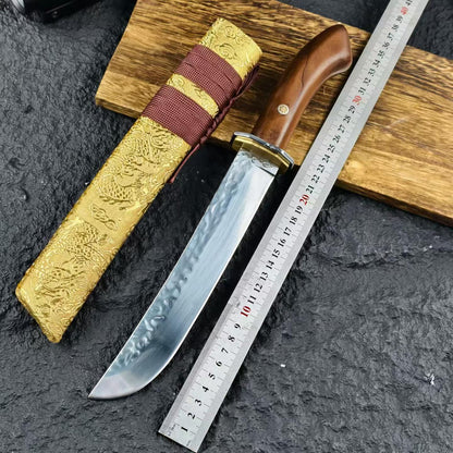 Dragon Brocade Gold-Accented Short Katana – Hand-Forged Outdoor Wakizashi Sword