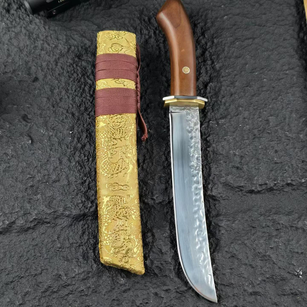 Dragon Brocade Gold-Accented Short Katana – Hand-Forged Outdoor Wakizashi Sword
