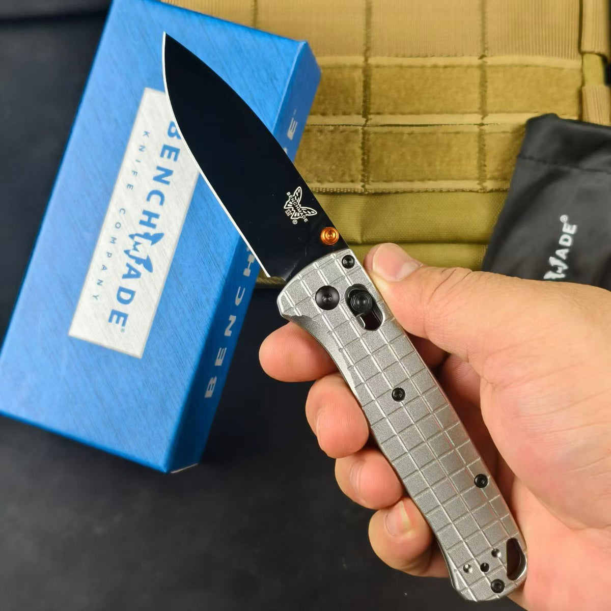 Benchmade Bugout 535BK-4 – Limited Edition Checkered Aluminum Handle Folding Knife