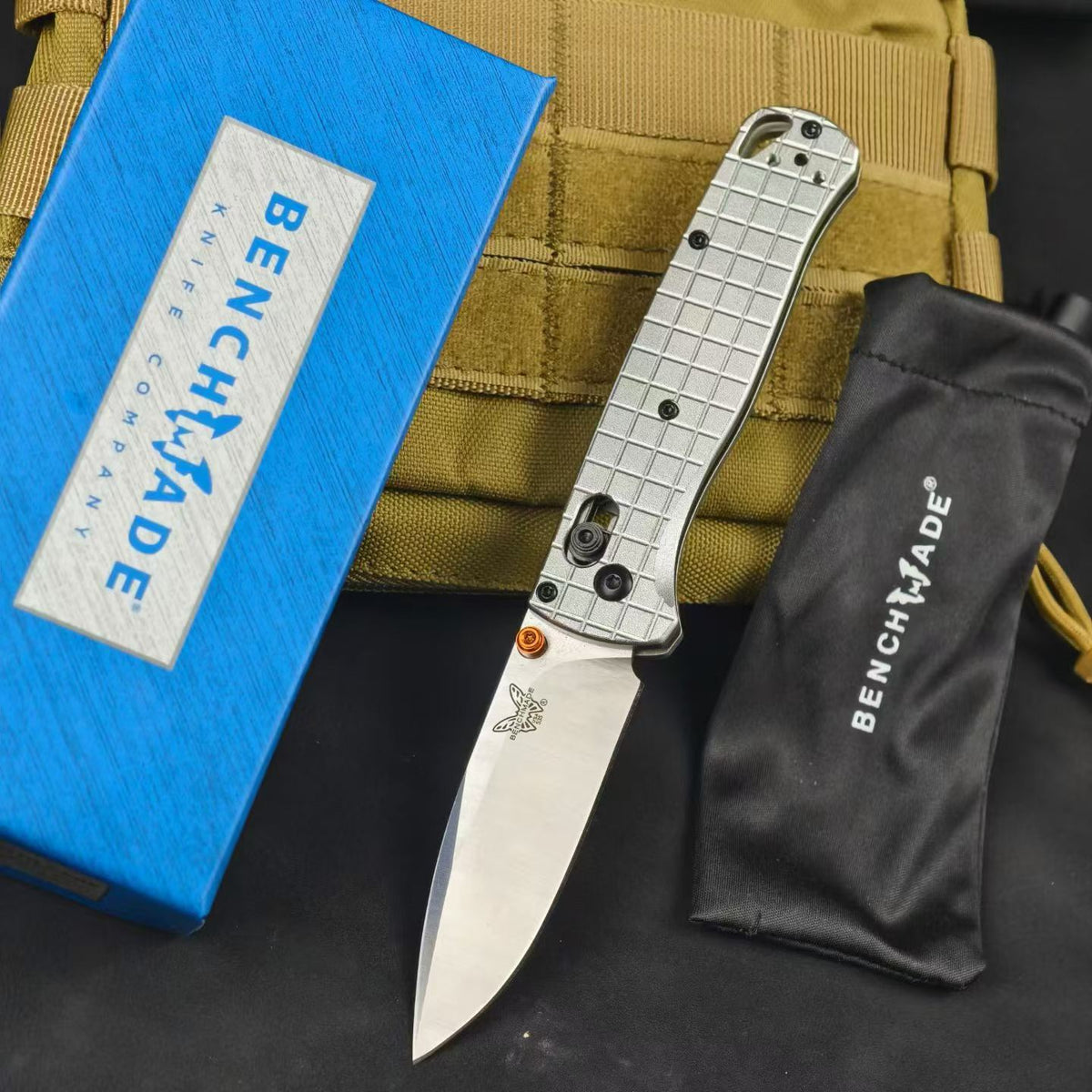 Benchmade Bugout 535BK-4 – Limited Edition Checkered Aluminum Handle Folding Knife