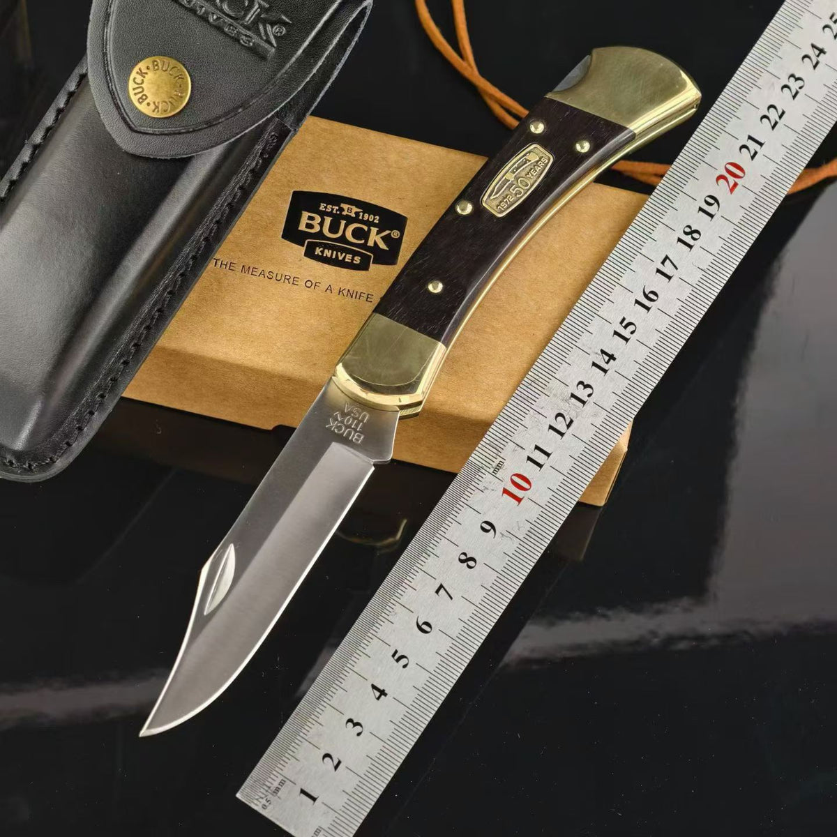 BUCK 110 50th Anniversary Commemorative Edition – Ebony Wood Handle Folding Knife