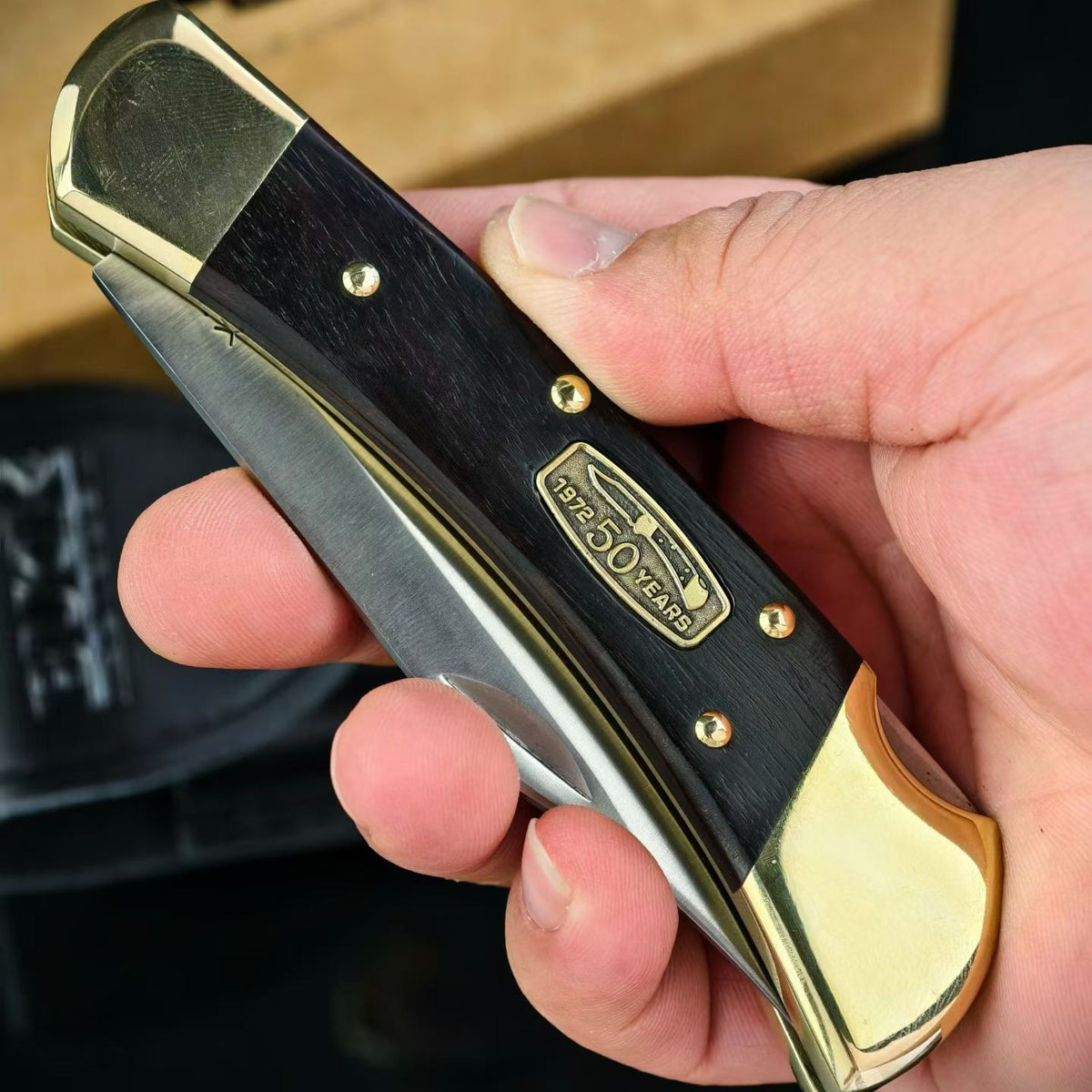 BUCK 110 50th Anniversary Commemorative Edition – Ebony Wood Handle Folding Knife