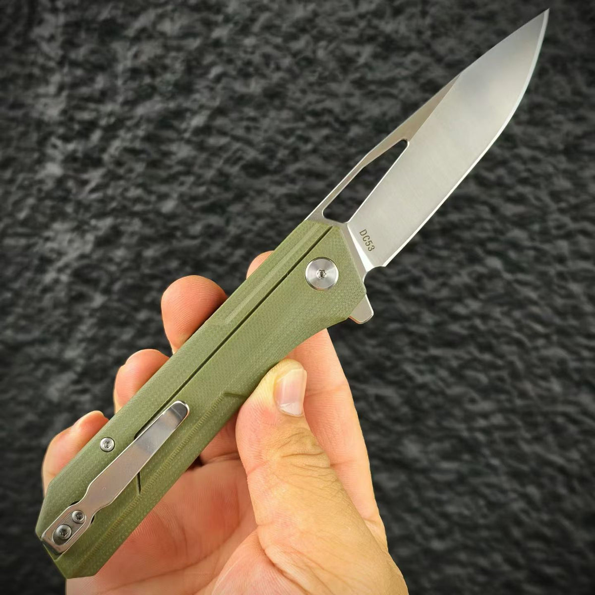 Green Demon DC53 Tactical Folding Knife – Minimalist Industrial Design