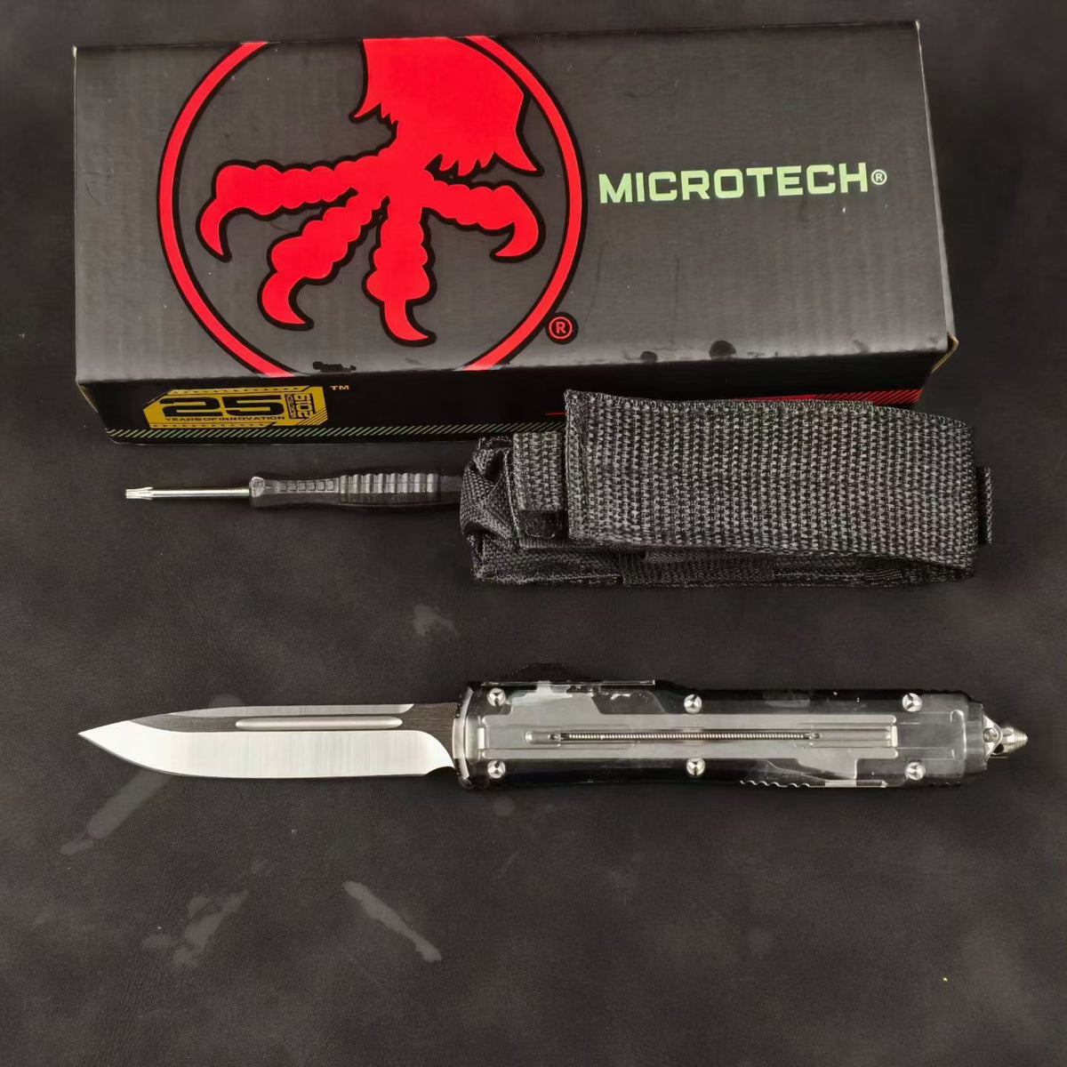 Microtech Ultratech UT85 – OTF Automatic Knife with Translucent White Handle