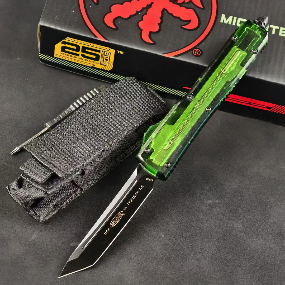 Microtech UTX-85-Style OTF Automatic Knife – Translucent Green Handle (Replica)
