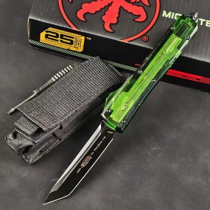 Microtech UTX-85-Style OTF Automatic Knife – Translucent Green Handle (Replica)