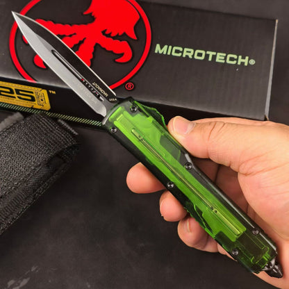 Microtech UTX-85-Style OTF Automatic Knife – Translucent Green Handle (Replica)