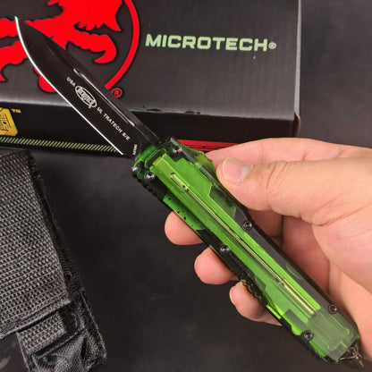 Microtech UTX-85-Style OTF Automatic Knife – Translucent Green Handle (Replica)