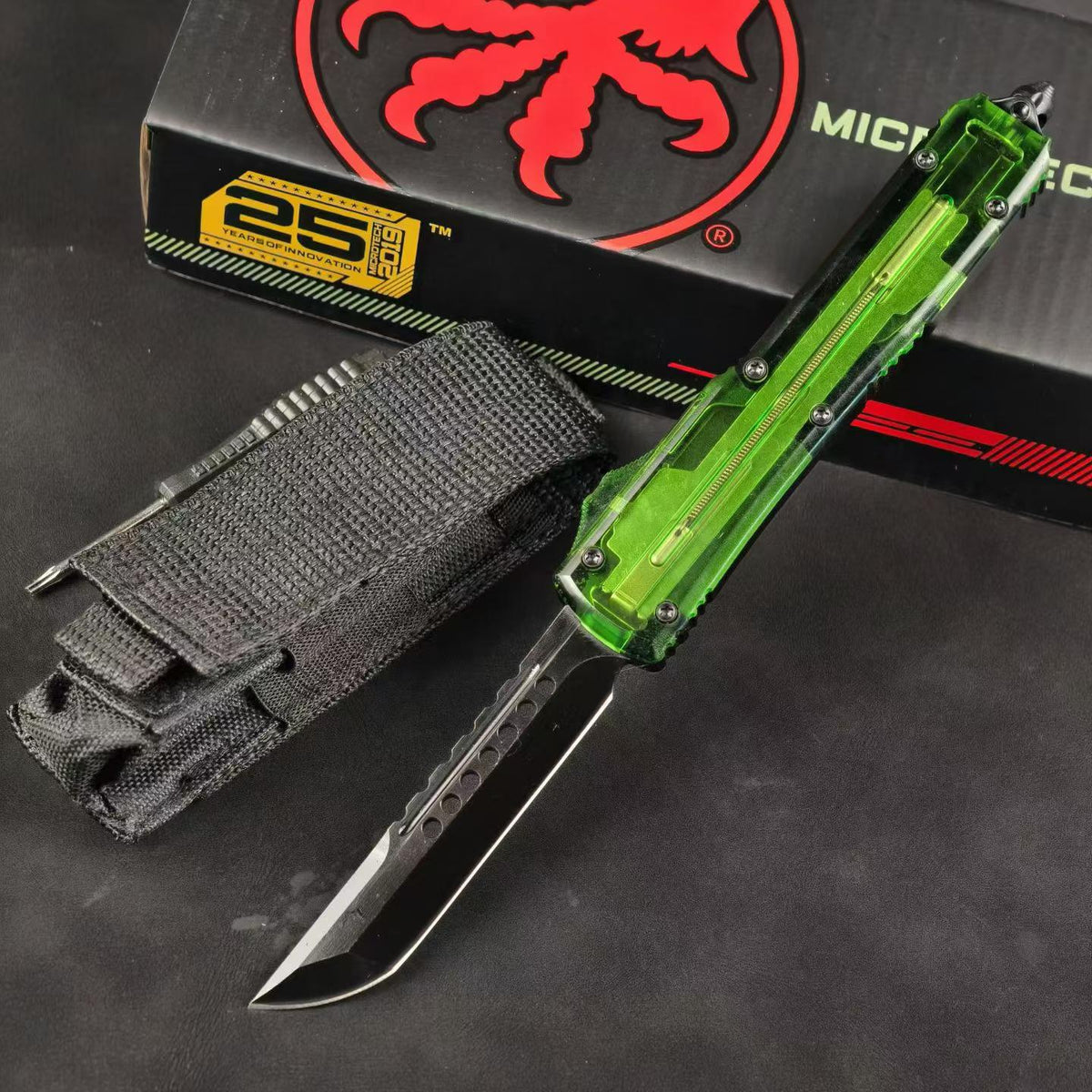 Microtech UTX-85-Style OTF Automatic Knife – Translucent Green Handle (Replica)