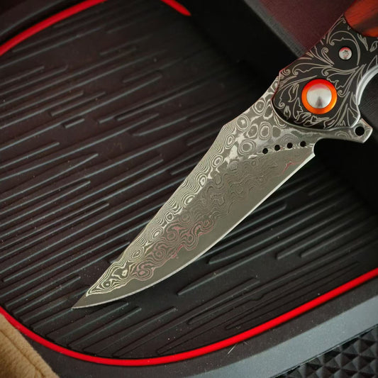 New Nightingale Damascus Steel Folding Knife – Premium EDC Knife