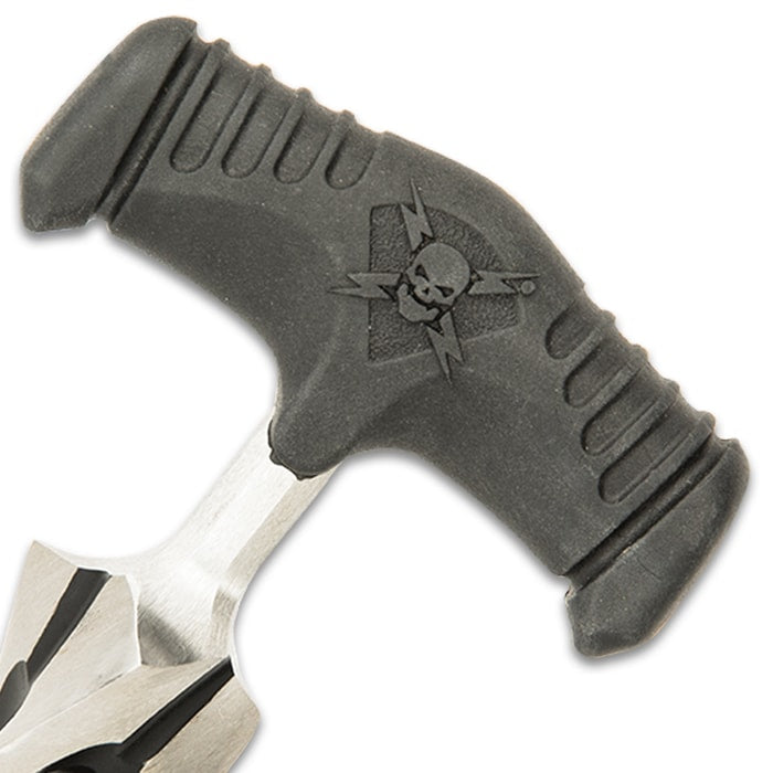 M48 Cyclone Push Dagger And Sheath - 2Cr13 Cast Stainless Steel Blade, Black Oxide Coating, TPR Rubber Handle - Length 7 3/8”