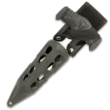 M48 Cyclone Push Dagger And Sheath - 2Cr13 Cast Stainless Steel Blade, Black Oxide Coating, TPR Rubber Handle - Length 7 3/8”