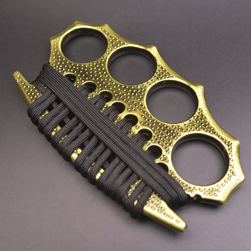 Outdoor self-defense metal brass knuckles duster four-finger hand buckle fitness training boxing finger buckle knuckle fist buckle defense broken window protective gear