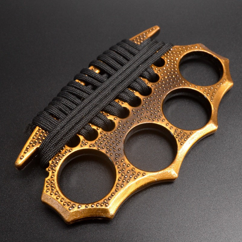 Outdoor self-defense metal brass knuckles duster four-finger hand buckle fitness training boxing finger buckle knuckle fist buckle defense broken window protective gear