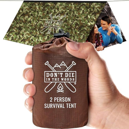 Ultralight Survival Tent • 2 Person Mylar Emergency Shelter Tube Tent + Paracord
