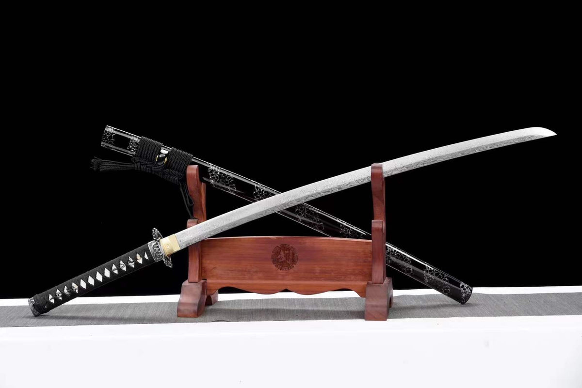 Damascus Samurai Katana [Silver Dragon Fighting Sword]