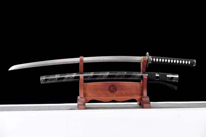 Damascus Samurai Katana [Silver Dragon Fighting Sword]