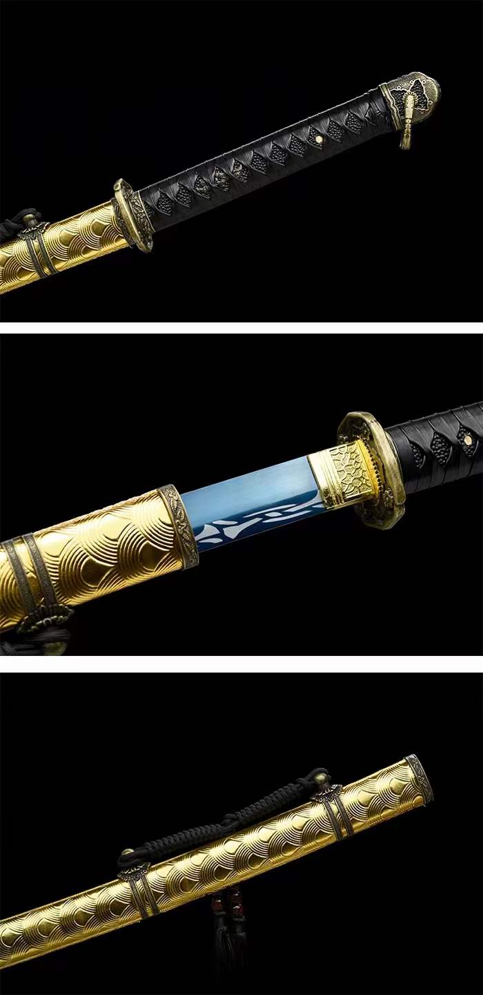 Hand Forged Japanese Samurai Katana 98 High manganese Steel Baked Blue