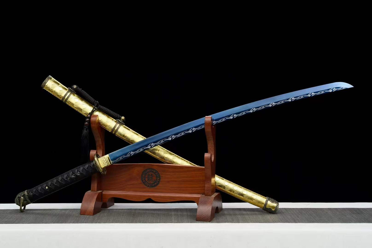 Hand Forged Japanese Samurai Katana 98 High manganese Steel Baked Blue