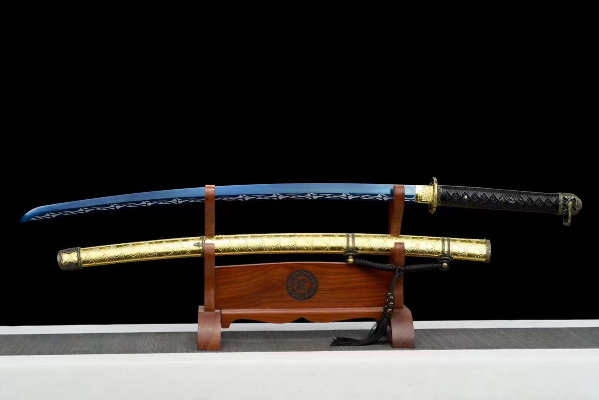 Hand Forged Japanese Samurai Katana 98 High manganese Steel Baked Blue