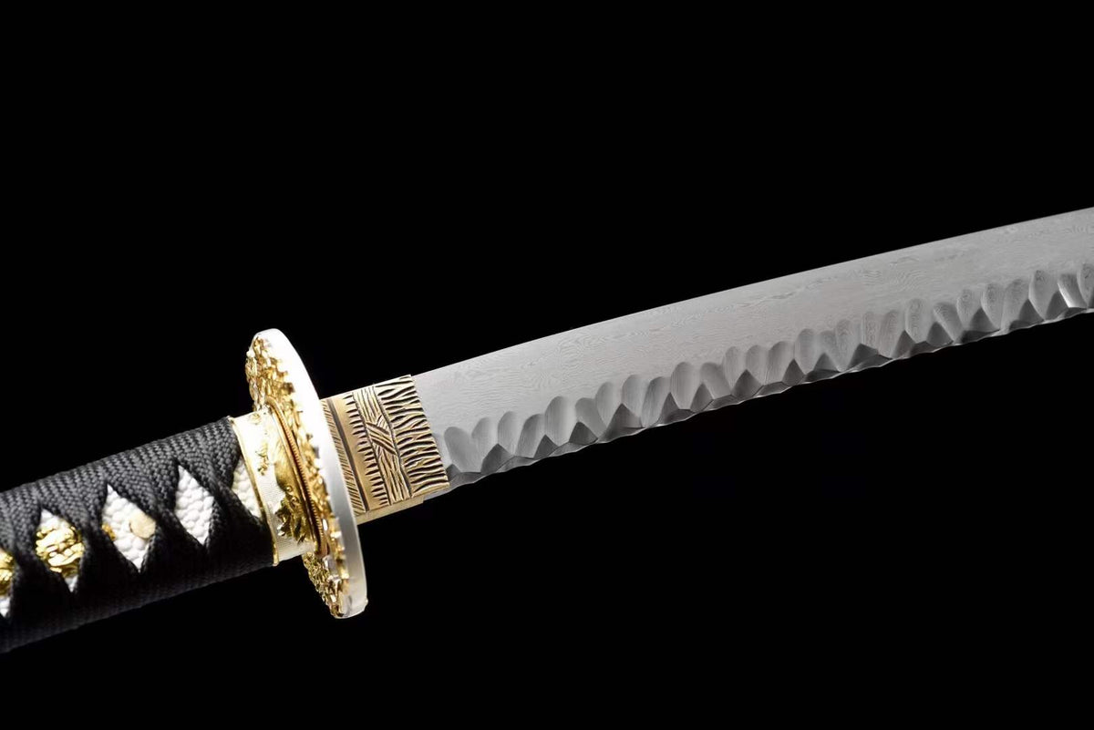 Hand Forged Japanese Samurai Katana Confidante Pattern Steel Hammered Texture