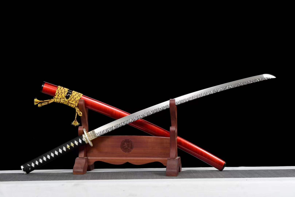 Hand Forged Japanese Samurai Katana Confidante Pattern Steel Hammered Texture