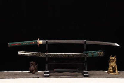 Hand Forged Japanese Samurai Katana Dark Knight T10 Burned edge Hand grinding