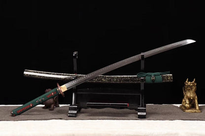 Hand Forged Japanese Samurai Katana Dark Knight T10 Burned edge Hand grinding