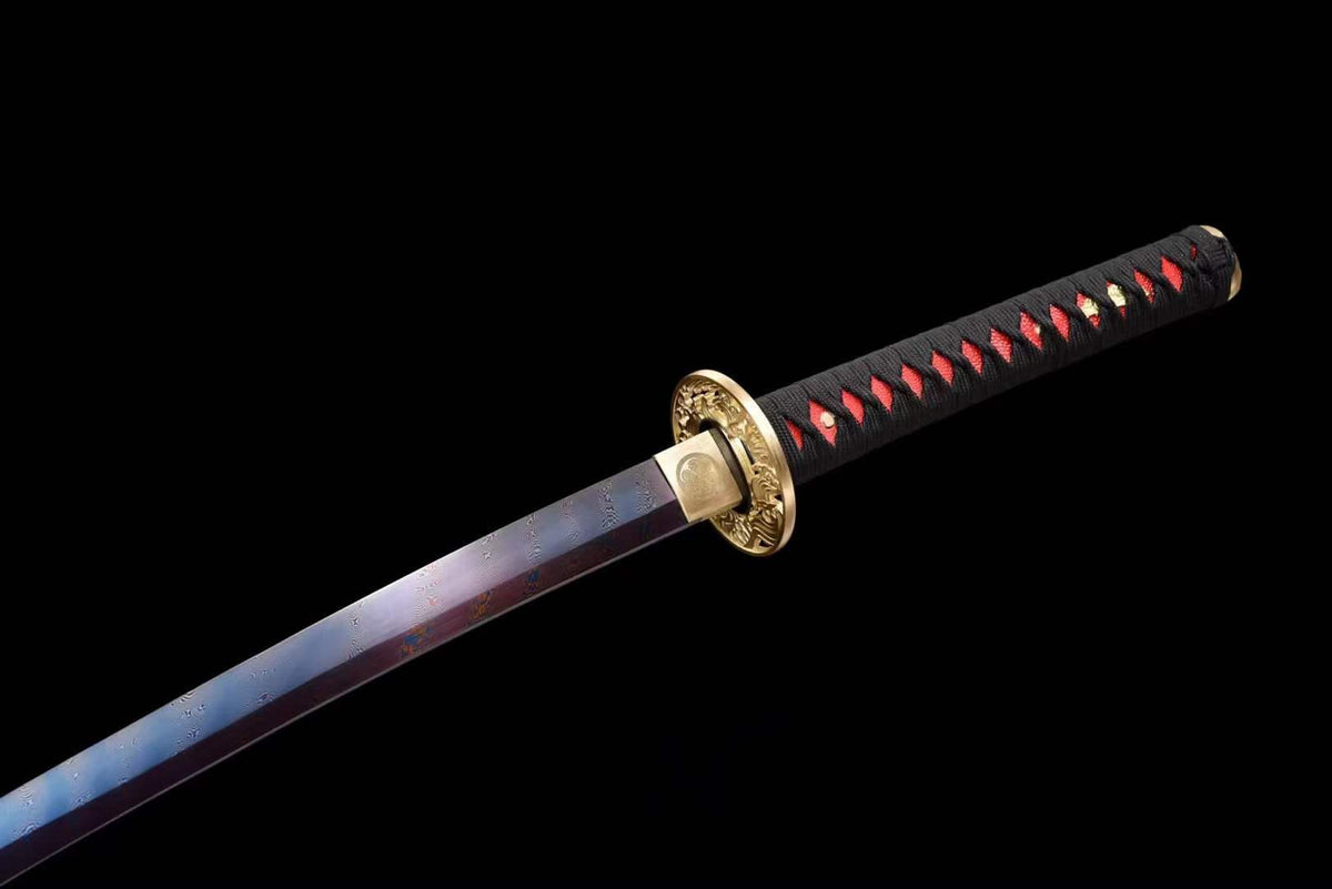 Hand Forged Japanese Samurai Katana Naraka：Bladepoint Pattern Steel Blade baking blue
