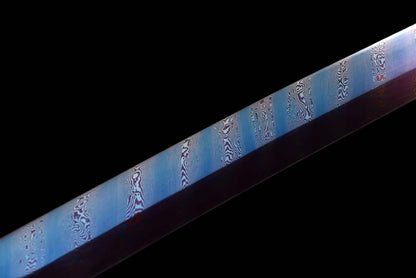 Hand Forged Japanese Samurai Katana Naraka：Bladepoint Pattern Steel Blade baking blue