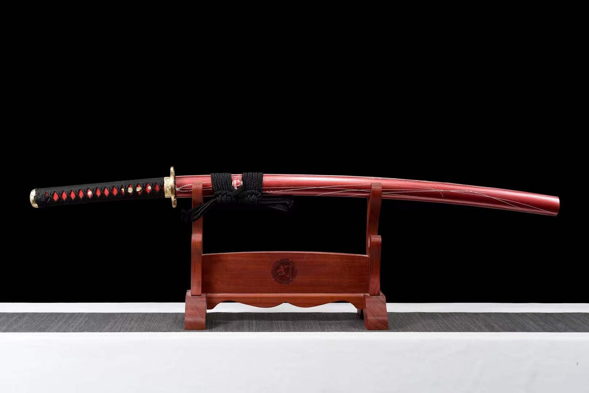 Hand Forged Japanese Samurai Katana Naraka：Bladepoint Pattern Steel Blade baking blue