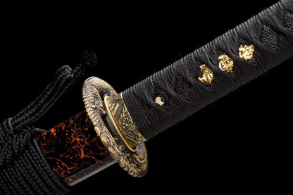 Hand Forged Japanese Samurai Katana Pan Dragon Knight T10 Carbon steel Turns the soil to burn blade