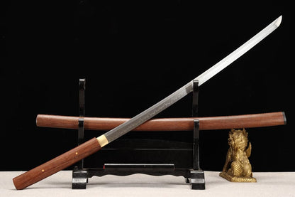 Hand Forged Japanese Samurai Katana T10 Burning edge Rosewood One-piece forging