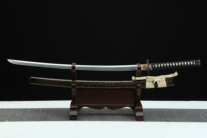 Hand Forged Japanese Samurai Katana T10 Real Yokote Pure copper gilt silver