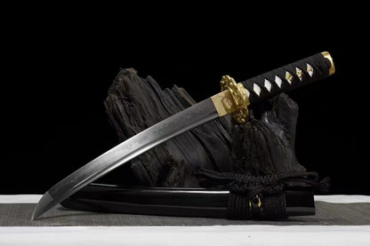 Hand Forged Japanese Short knife Yoshioka T10 Turns the soil to burn blade