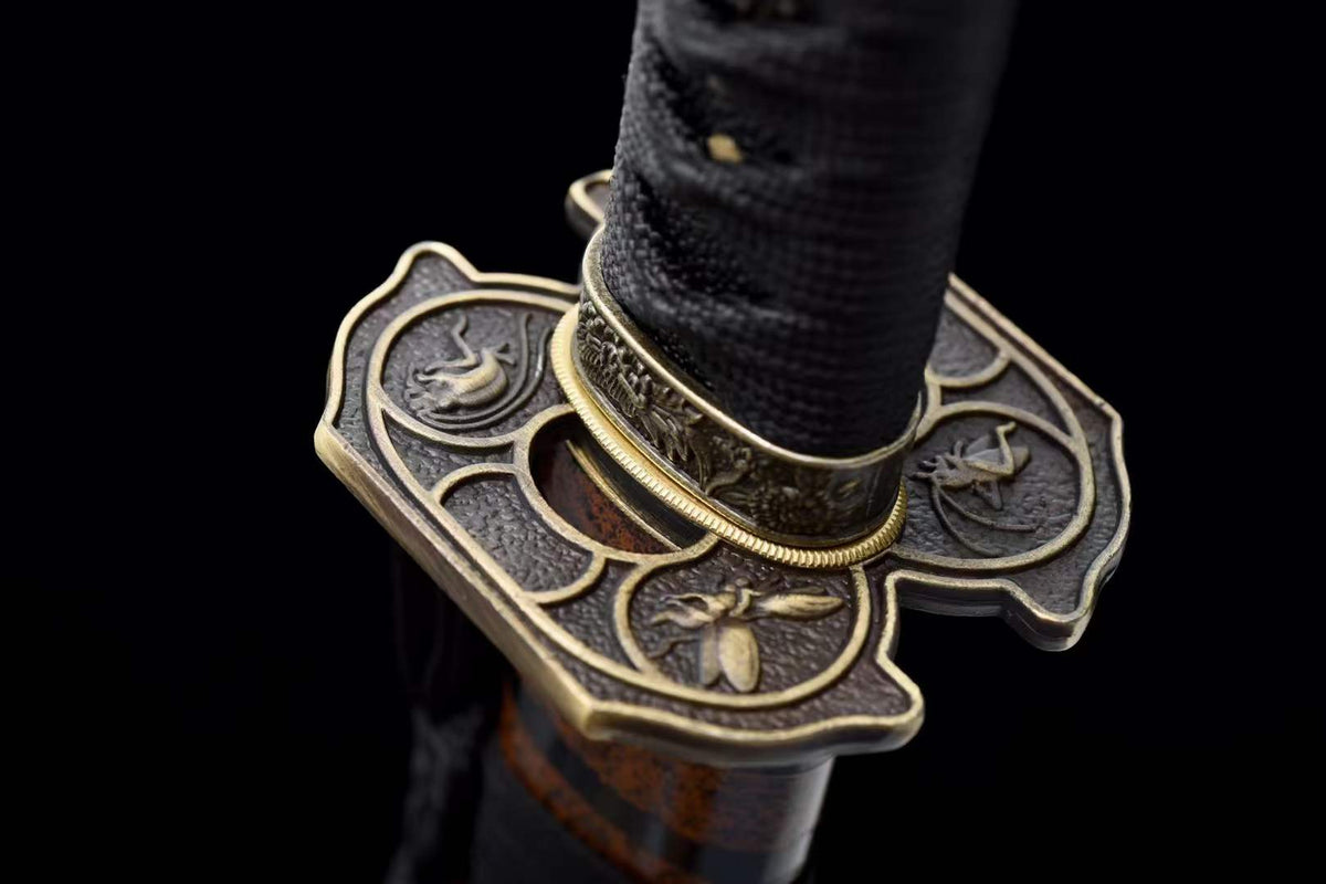 Hand Forged Japanese Tanto Storm Short Sword Manganese Steel Blackened blades